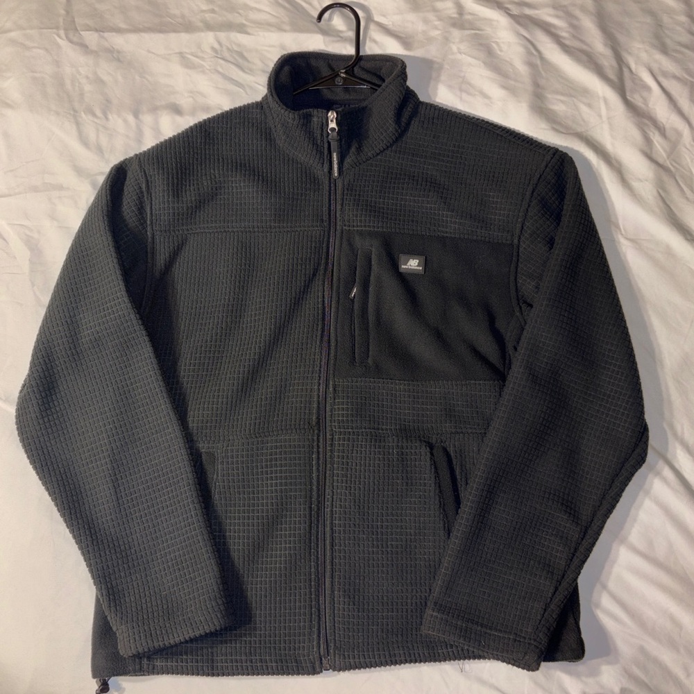 New Balance Black Zip-Up Waffle Fleece Jacket